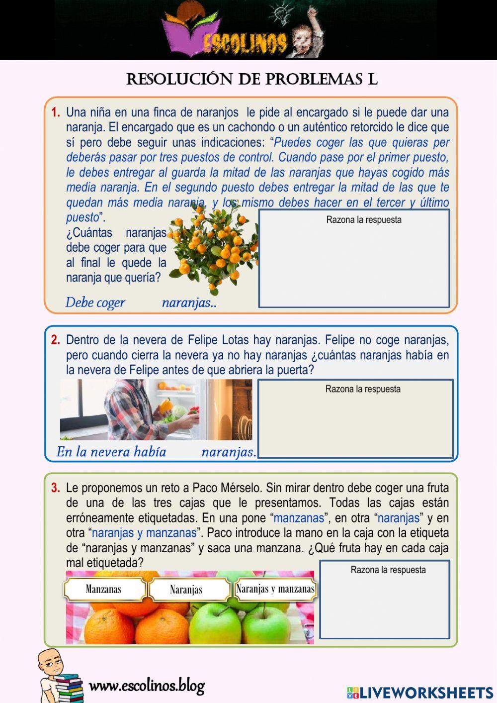 Matemáticas 5º. Resolución de Problemas L