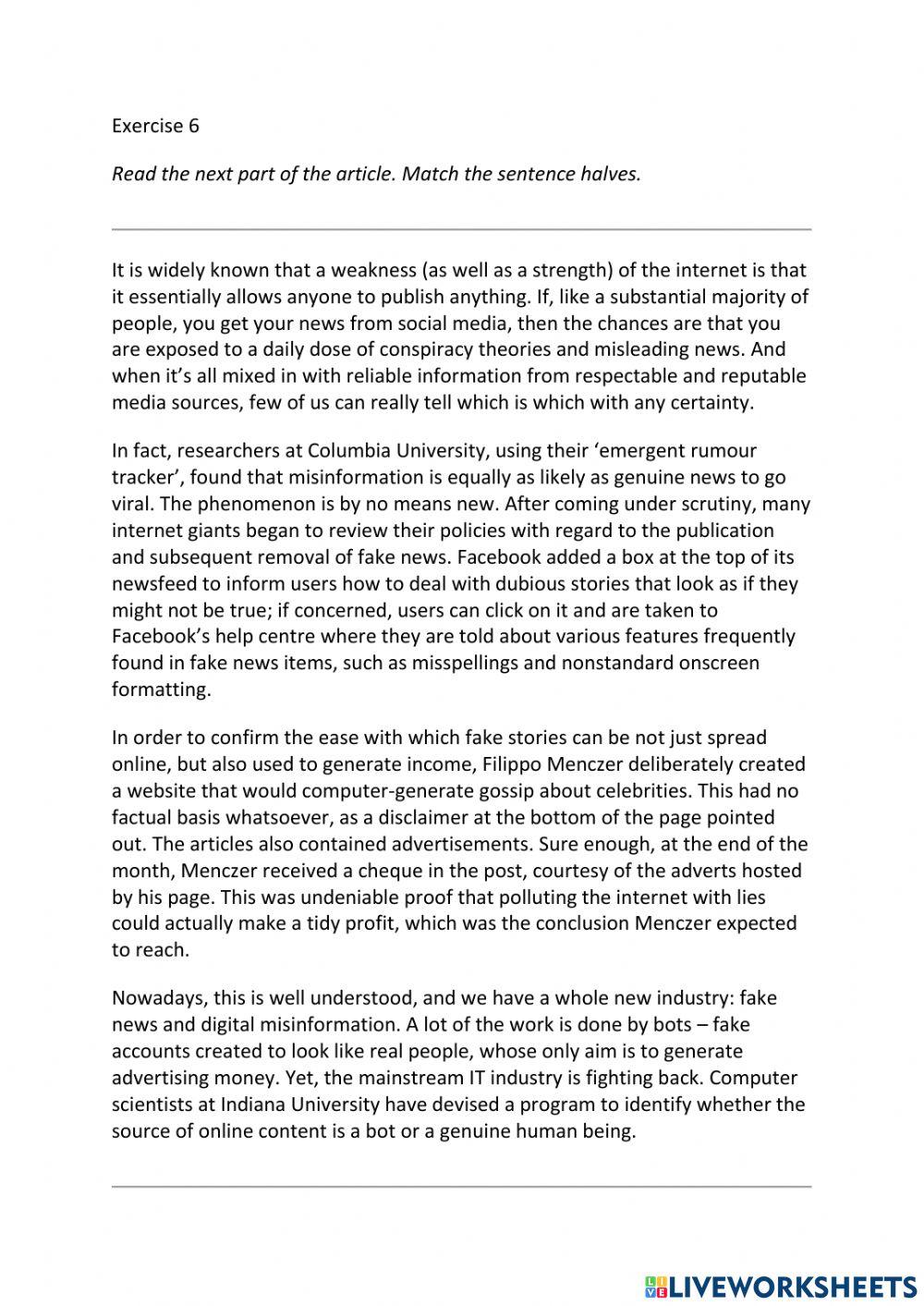 IE3, Unit 7, Reading, Exercise 6