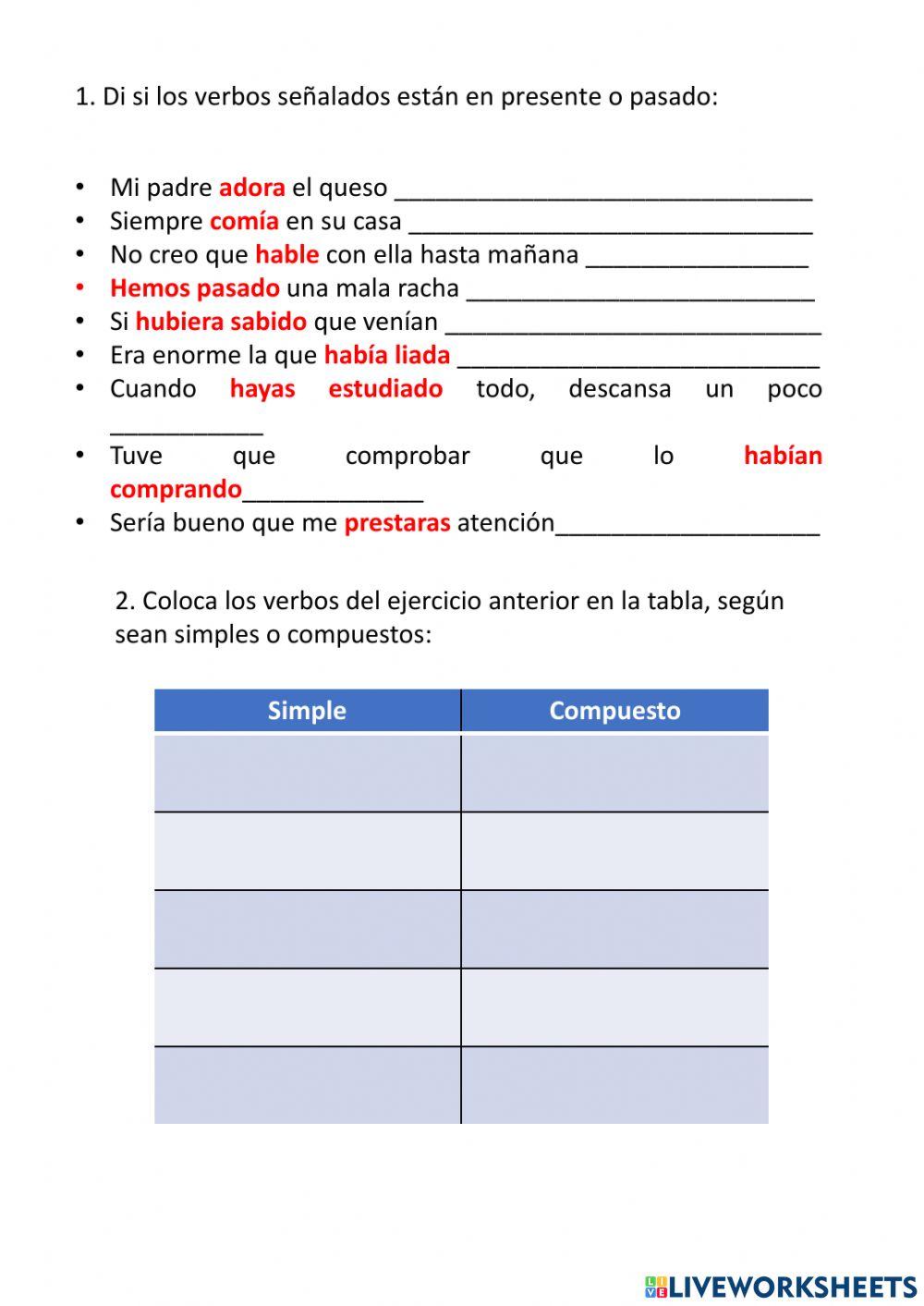 Verbos - indicativo y subjuntivo