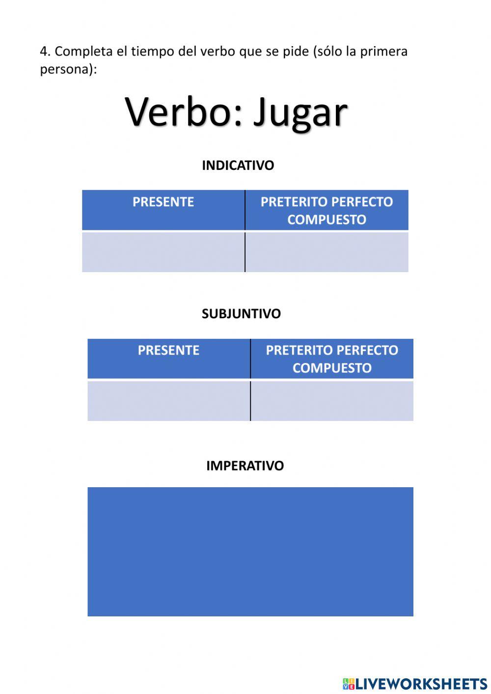 Verbos - indicativo y subjuntivo