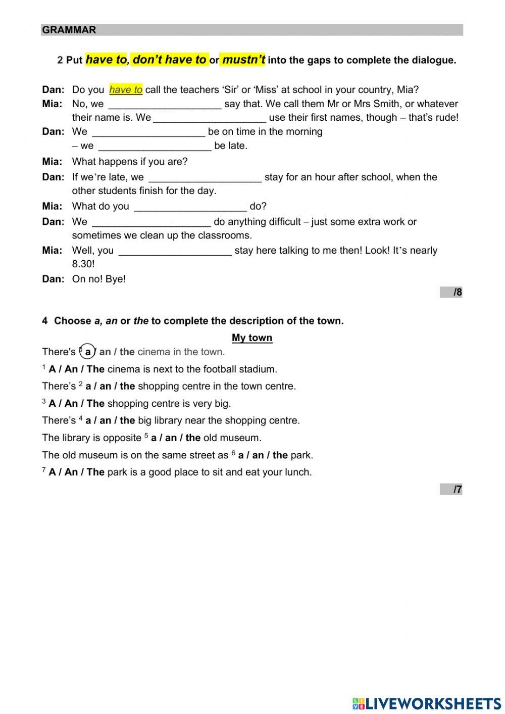 WW 1 Unit 8 language test