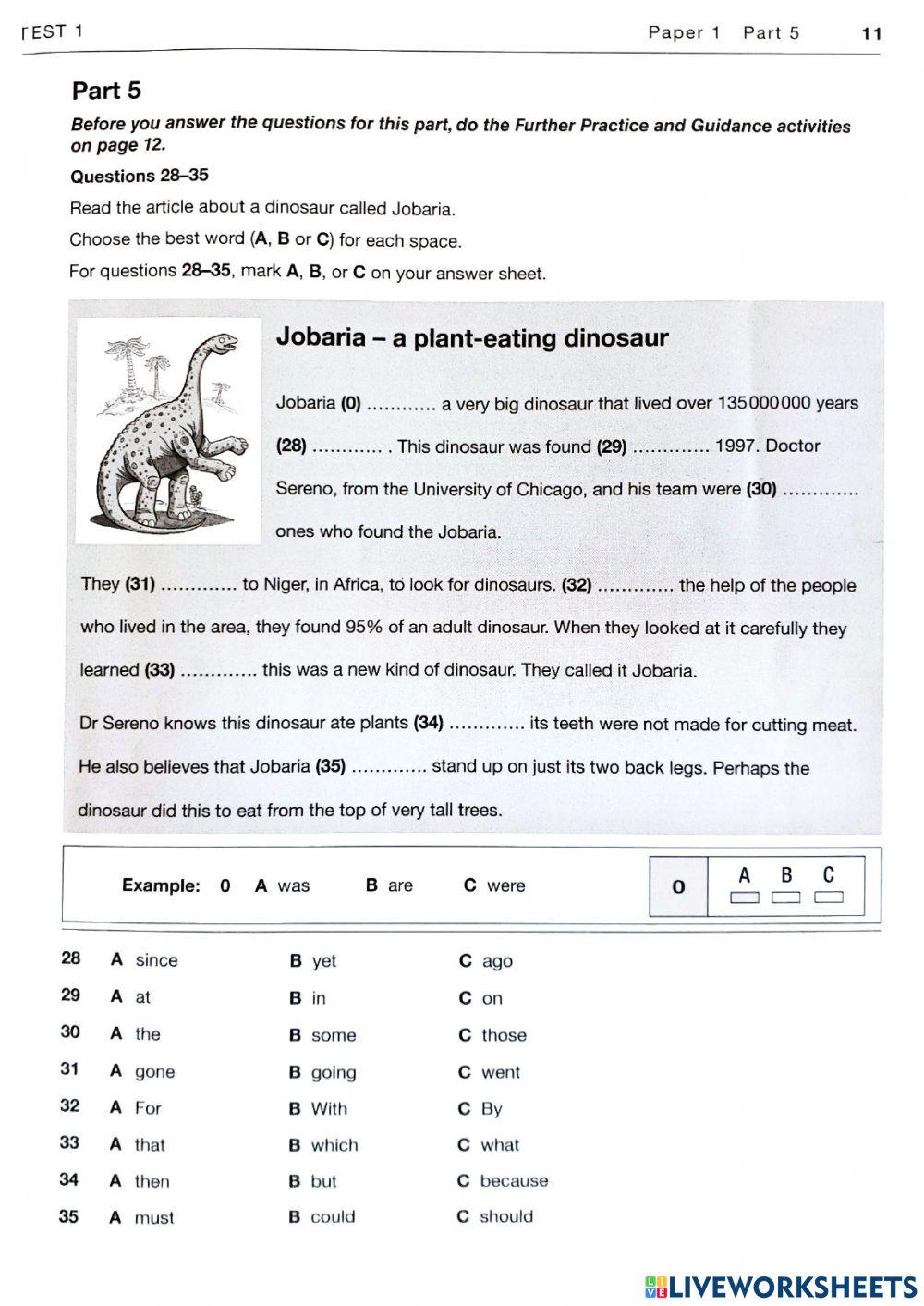 KET TEST 1 READING AND WRITING