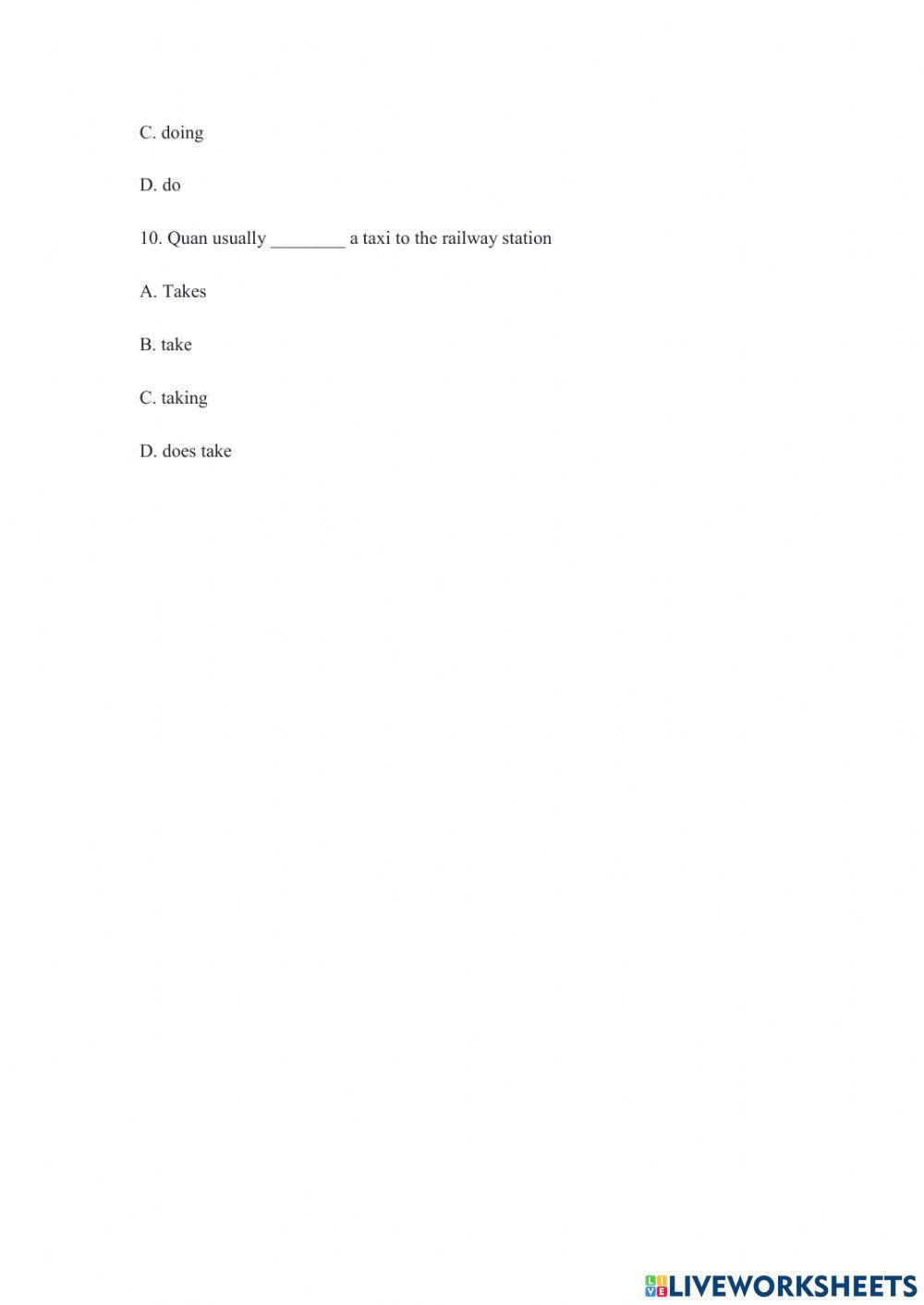 Bài tập thì hiện tại đơn