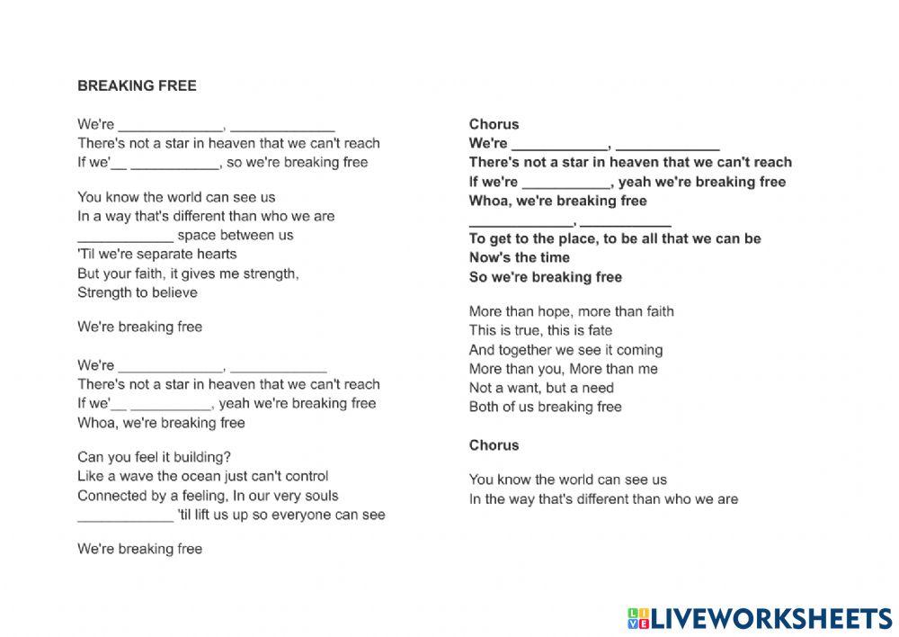 Breakig Free - present continuous