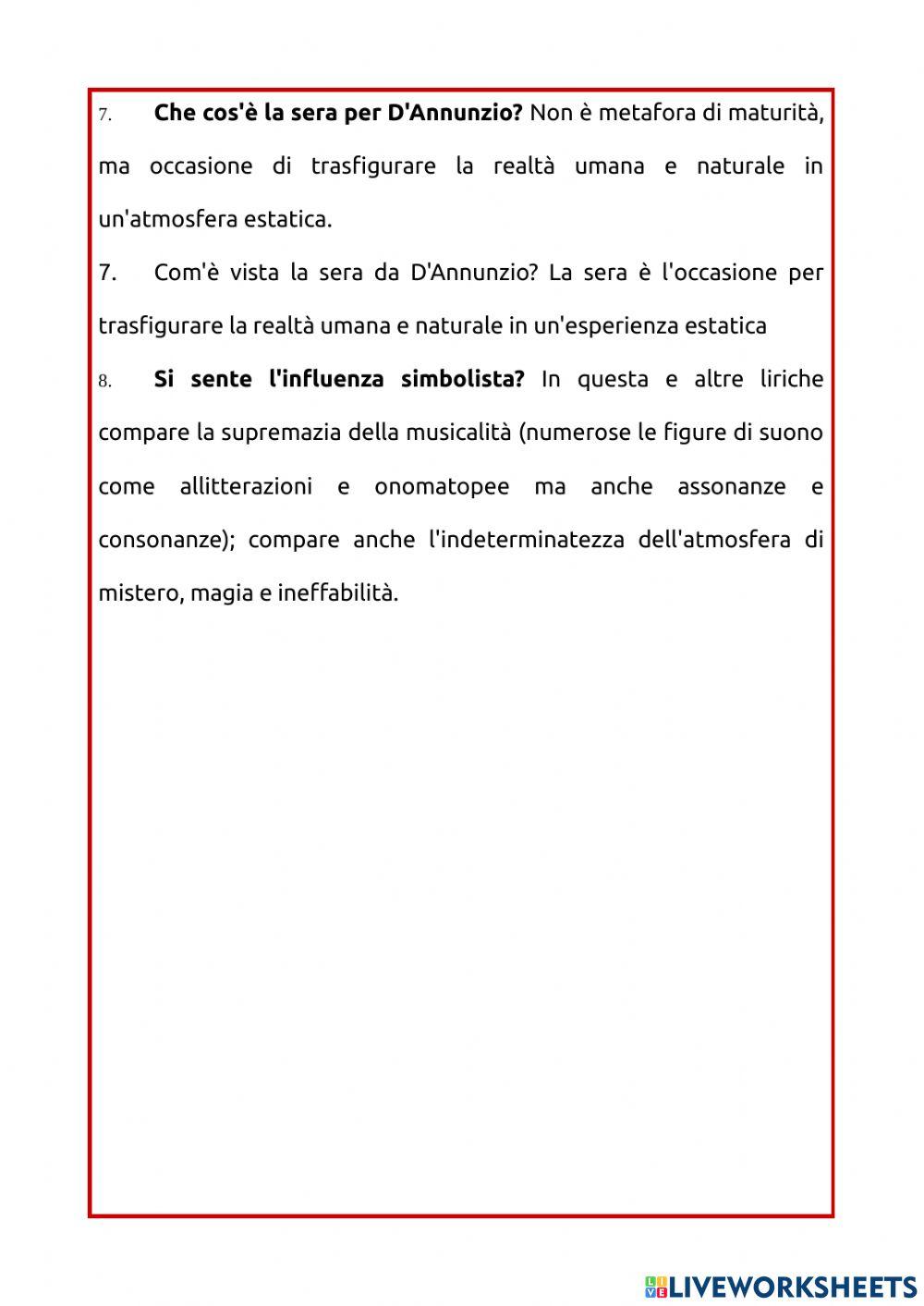 D'annunzio, la sera fiesolana