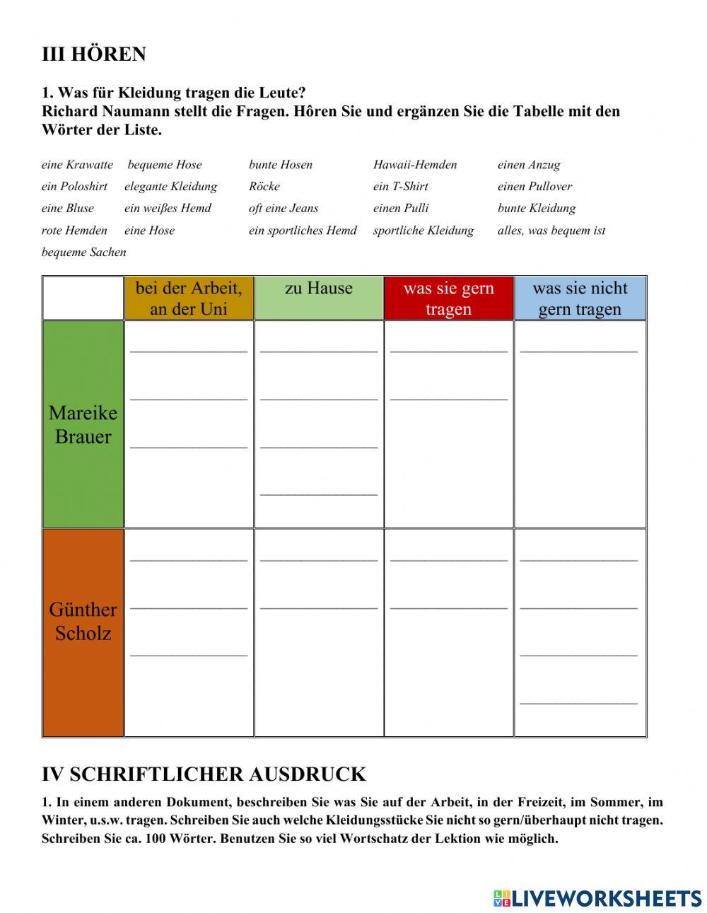 Prüfung Lektionen 21 und 22 A1