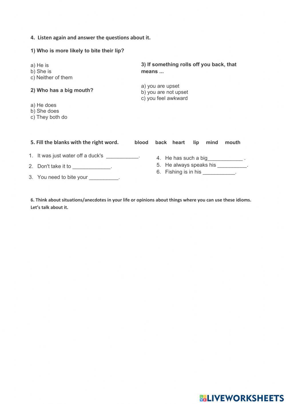 Body Idioms - Part 2