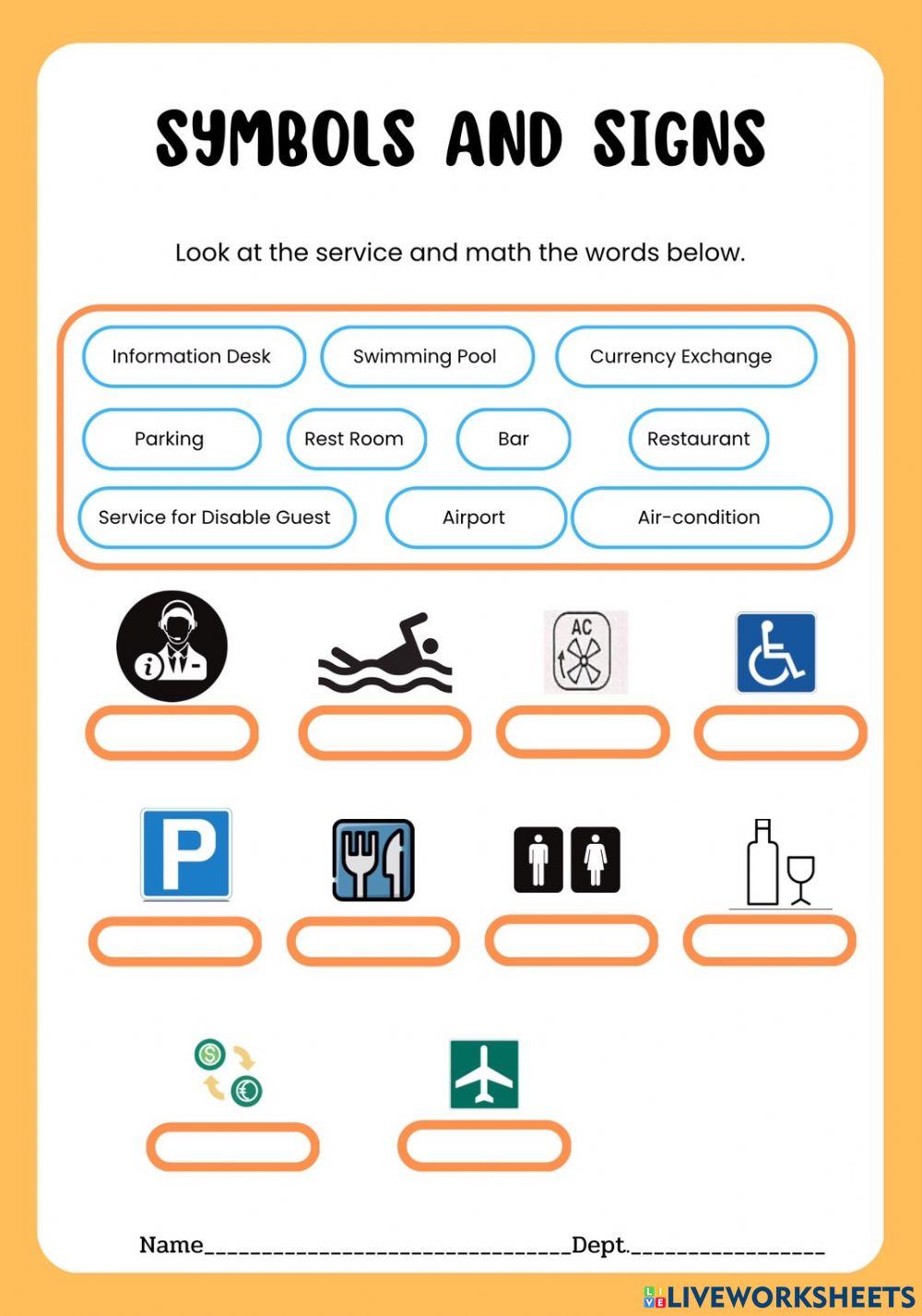 English for service sign