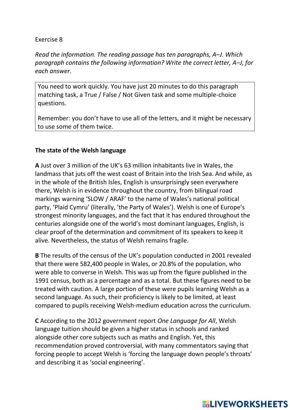 IE3, Unit 8, Reading, Exercise 8