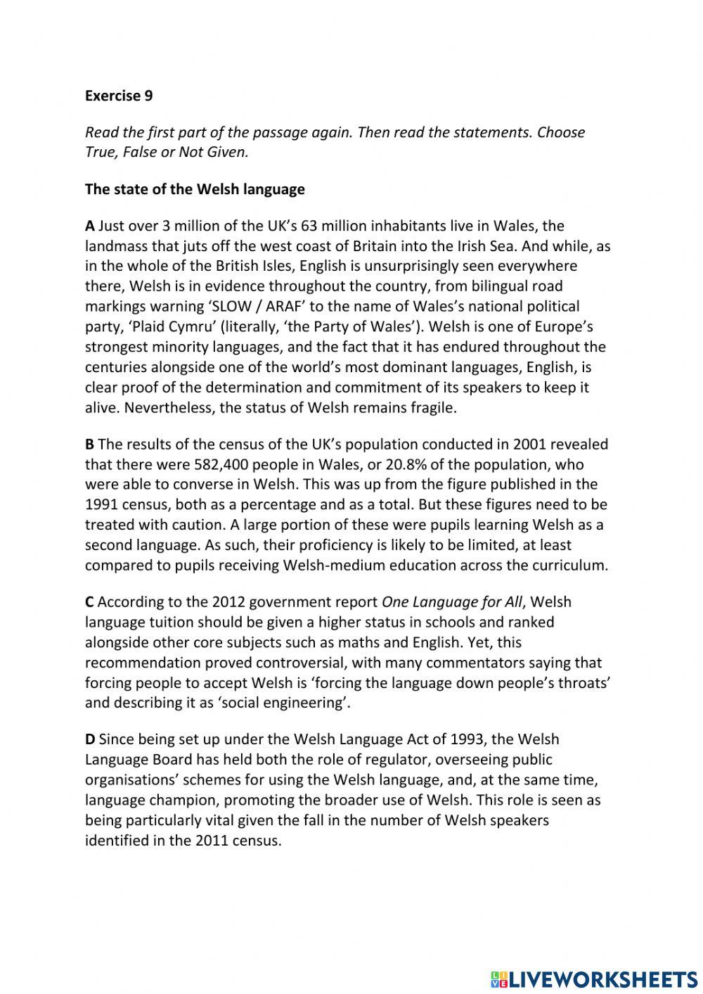 IE3, Unit 8, Reading, Exercise 9