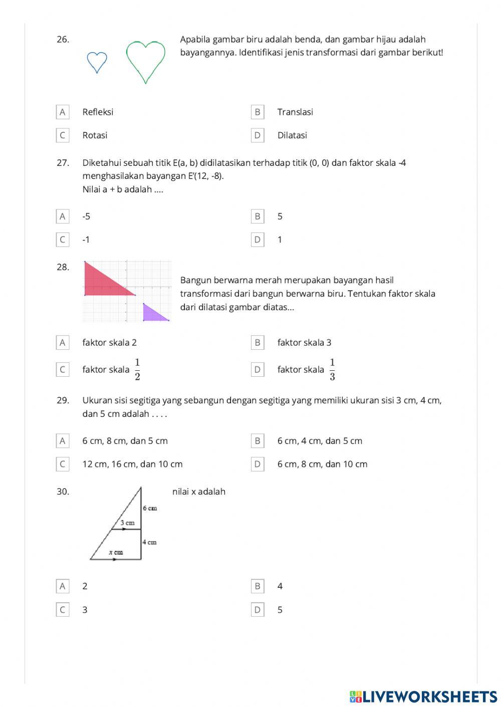 Pts matematika kelas 9 semester genap