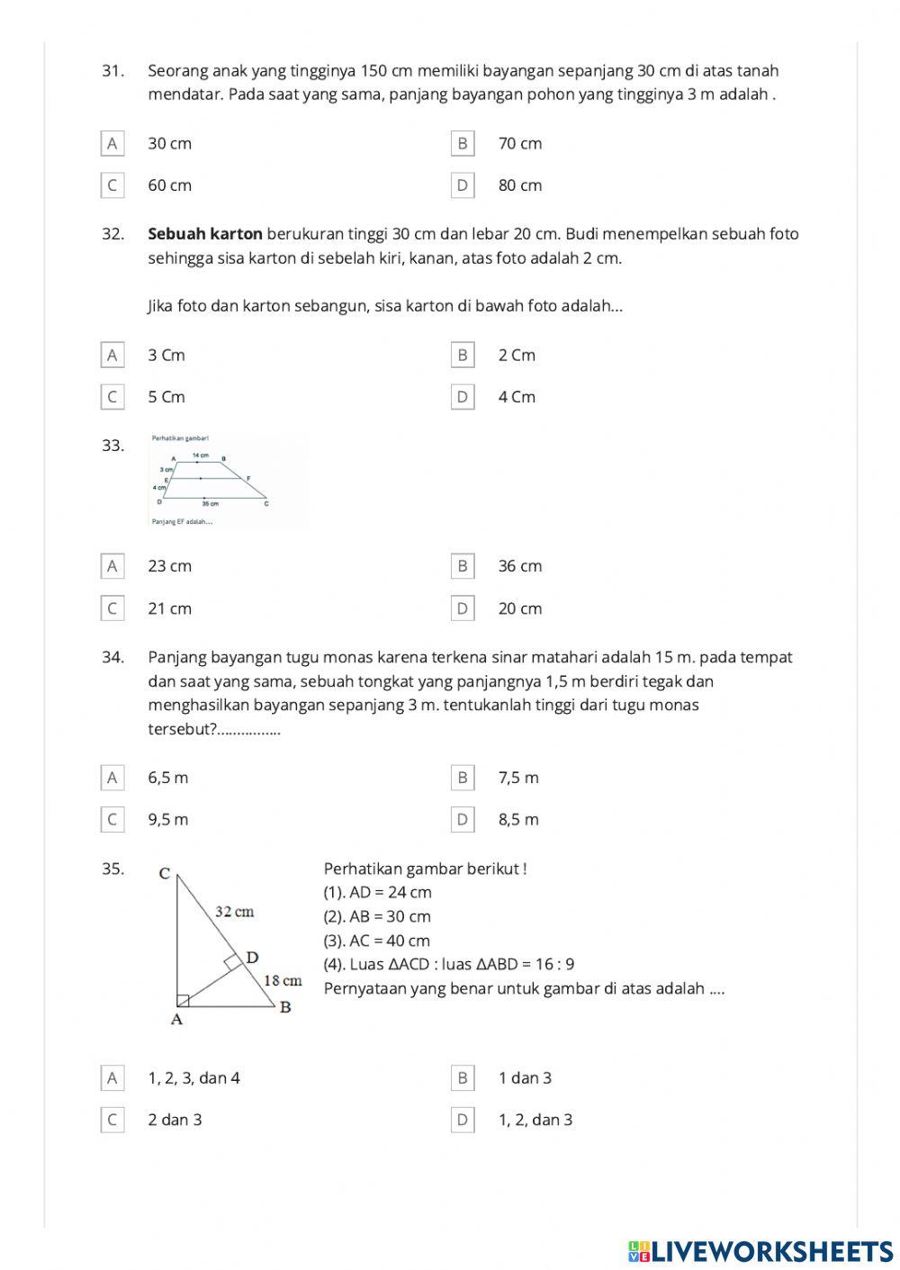 Pts matematika kelas 9 semester genap