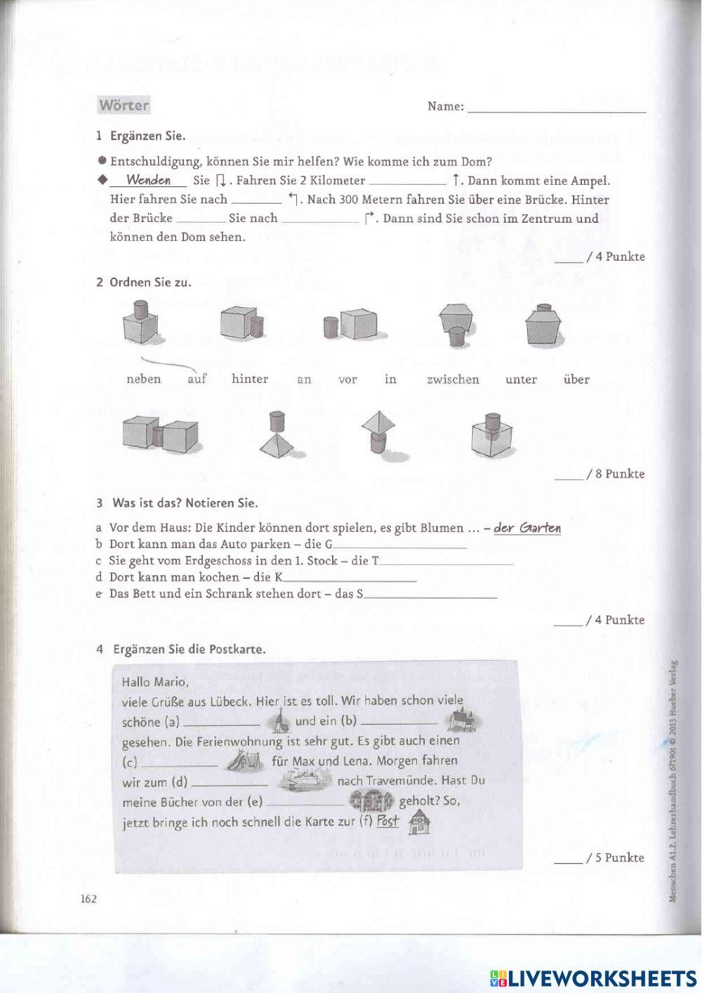 Menschen A1.2 Modul 5 Test