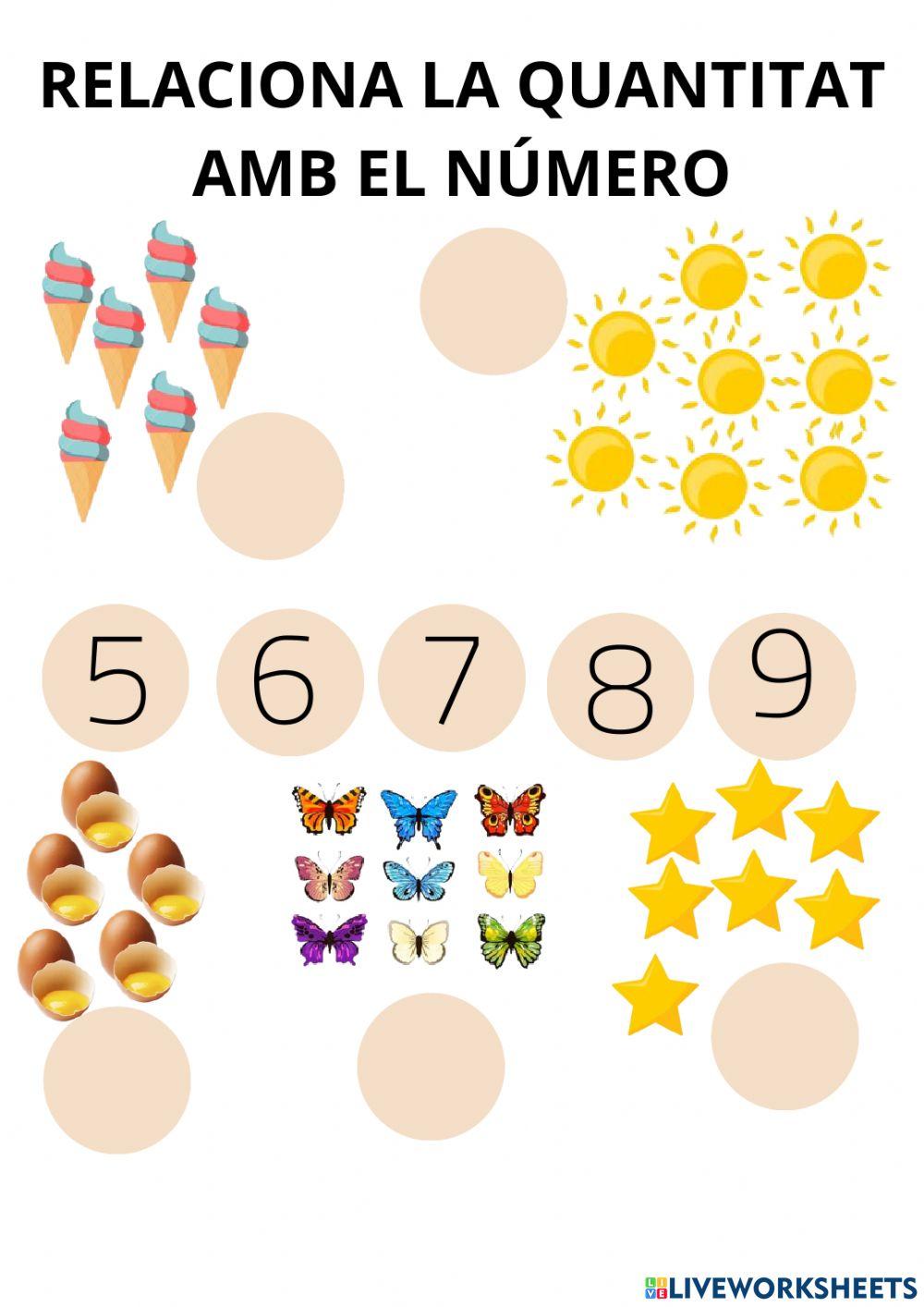 Relacionar número quantitat