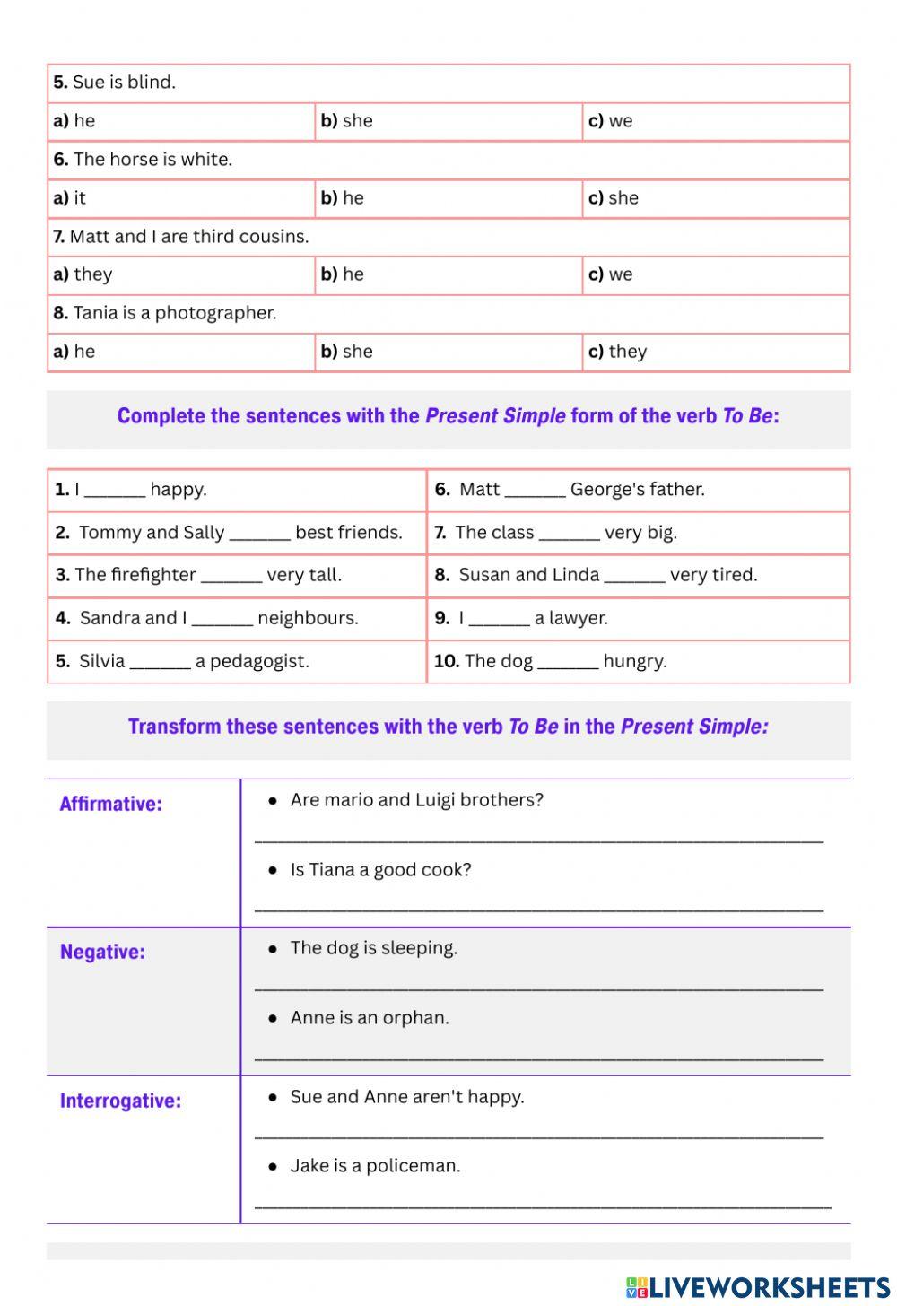 Present Simple Revision