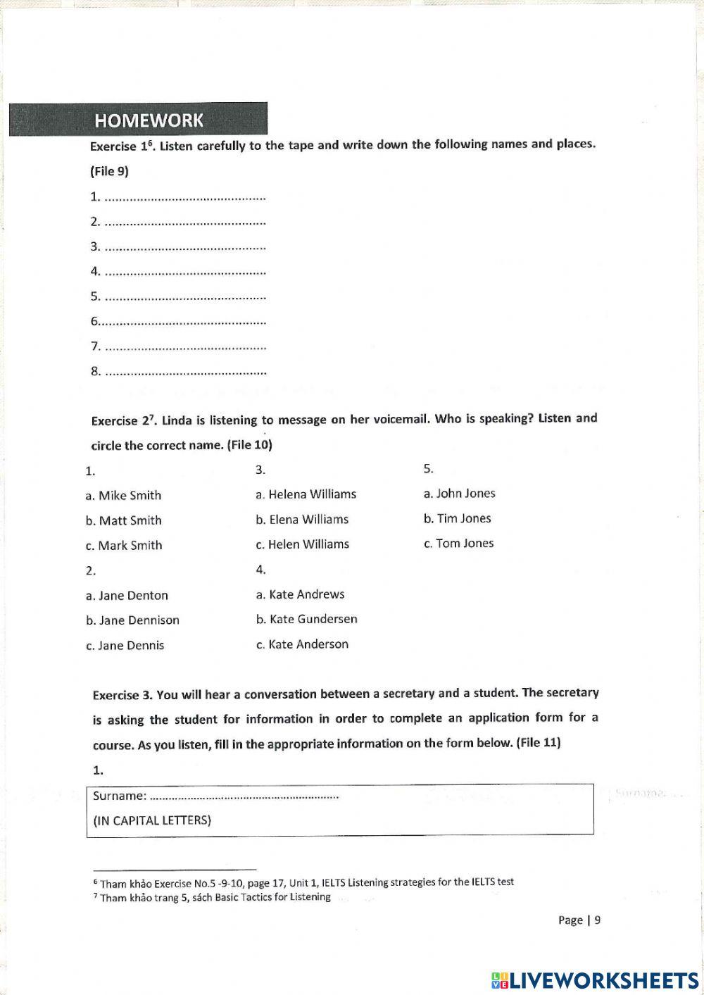 Pre - unit 1 - listening: names