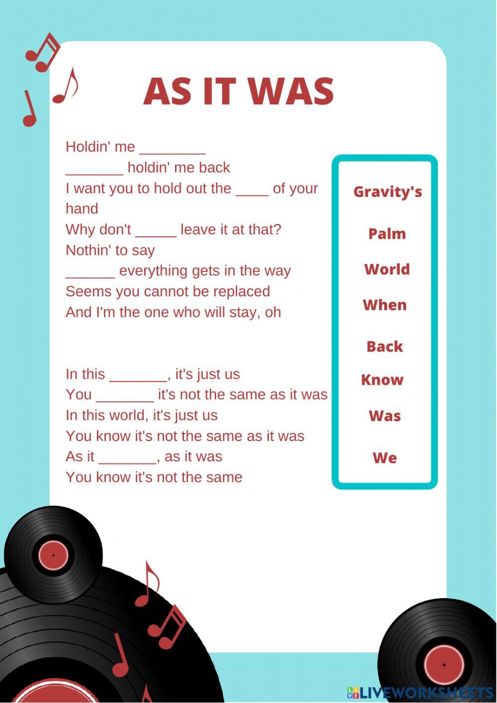 As It Was Listening Practice