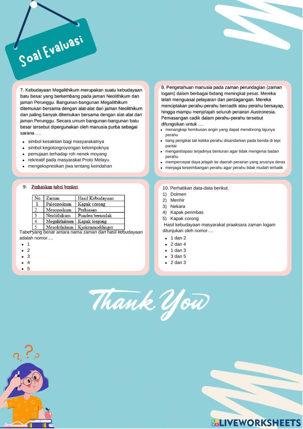 Soal Evaluasi Praaksara