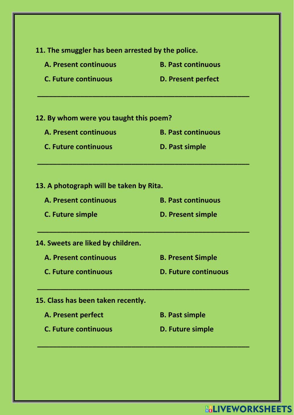 Passive voice tenses