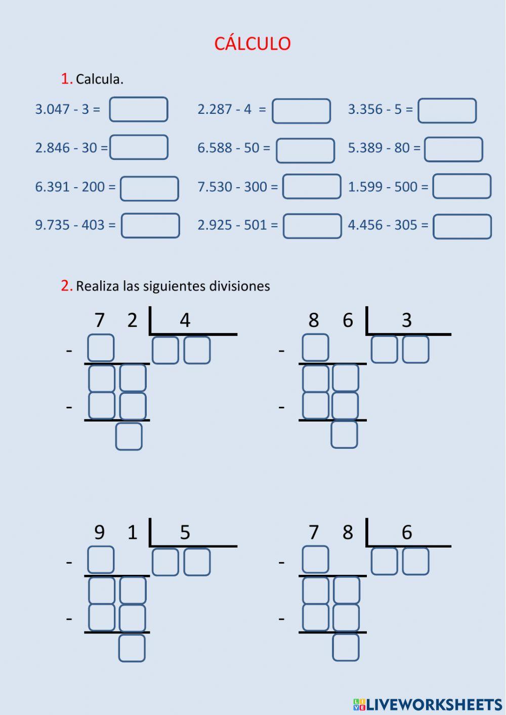 Cálculo - la división