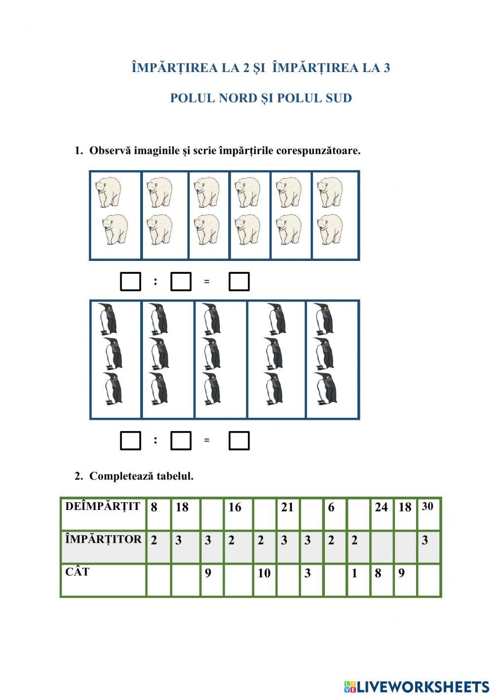Împărțirea la 2 și împărțirea la 3. Polul Nord și Polul Sud