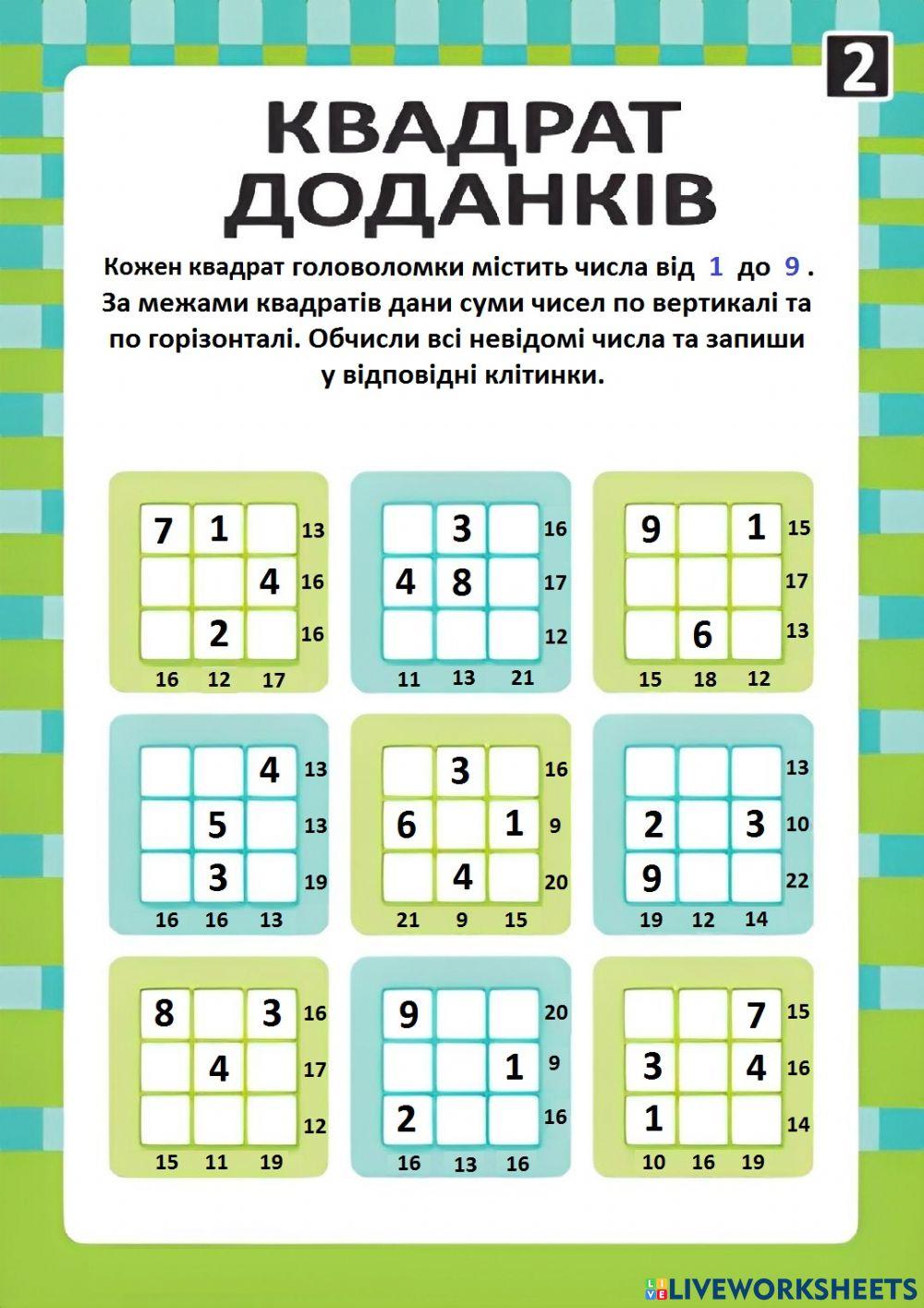 Квадрат доданків №2