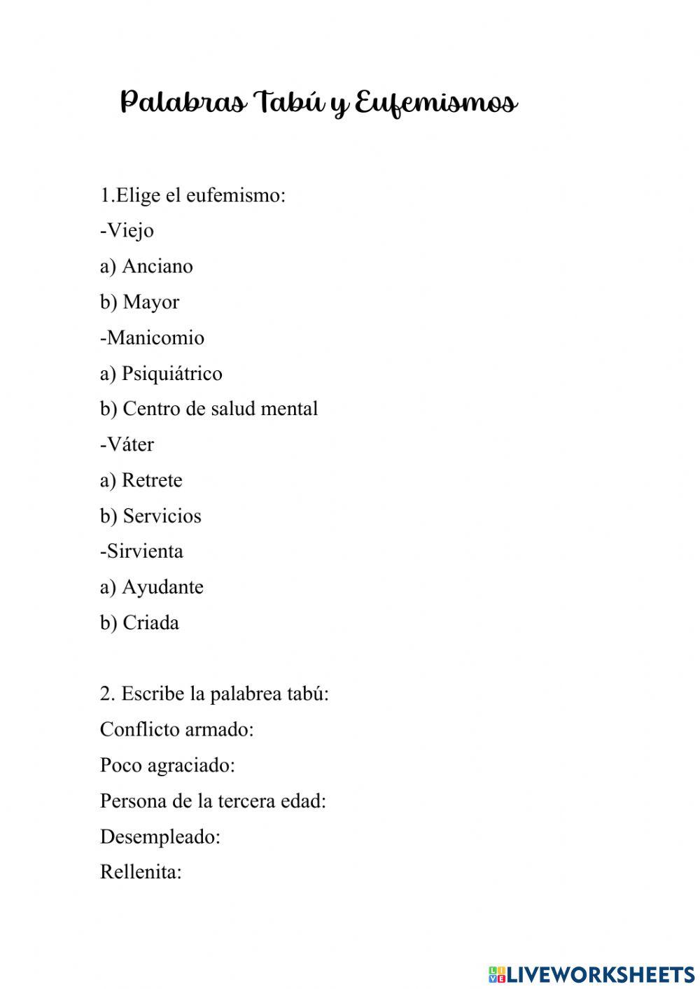 Palabras Tabú y Eufemismos