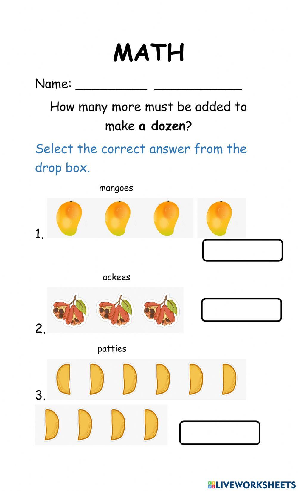 Dozen online exercise for | Live Worksheets