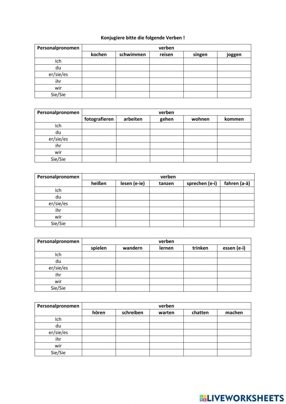 Konjugation Übung