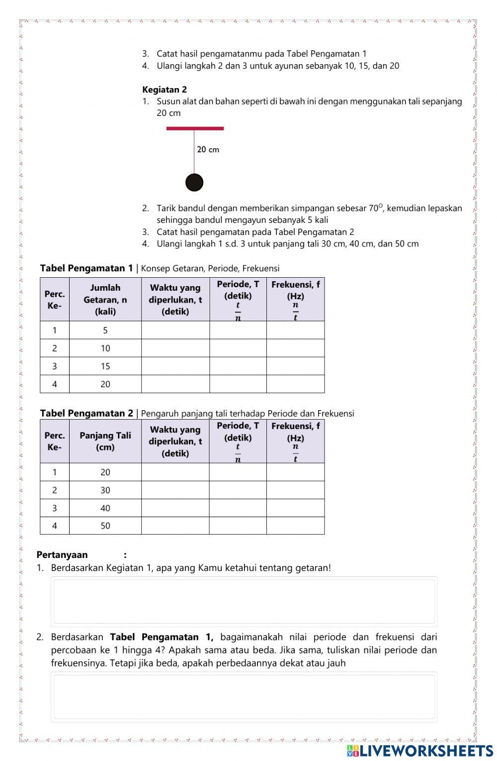 LKPD - Konsep Getaran (Perode dan Frekuensi)