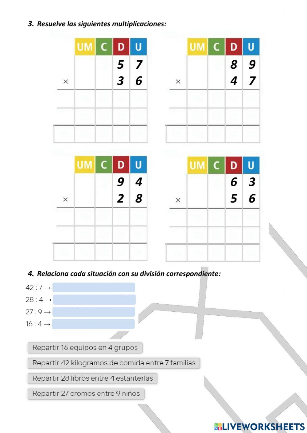 Repaso Matemáticas 3ºPrimaria Situación de Aprendizaje 6