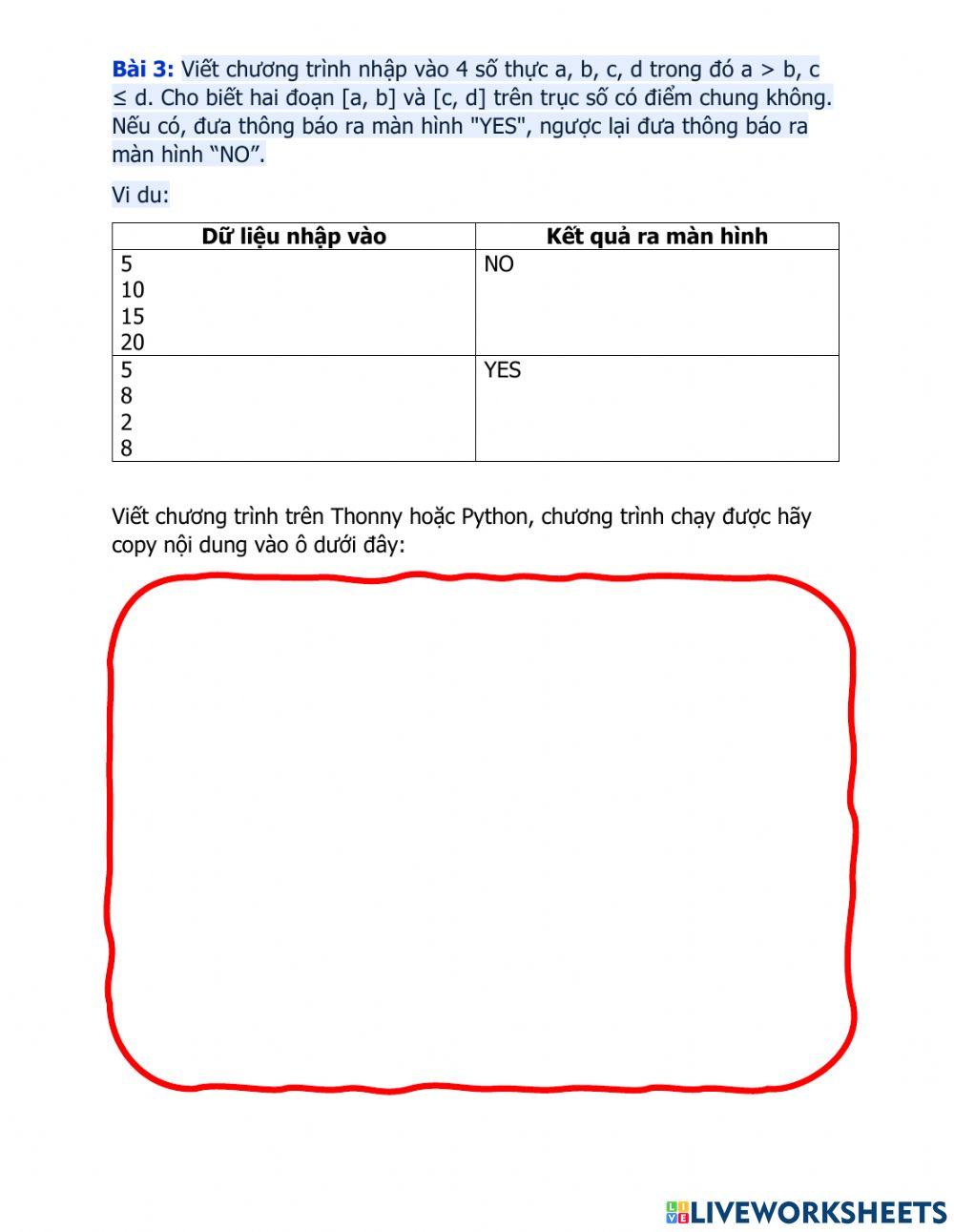 Thực hành câu lệnh rẽ nhánh