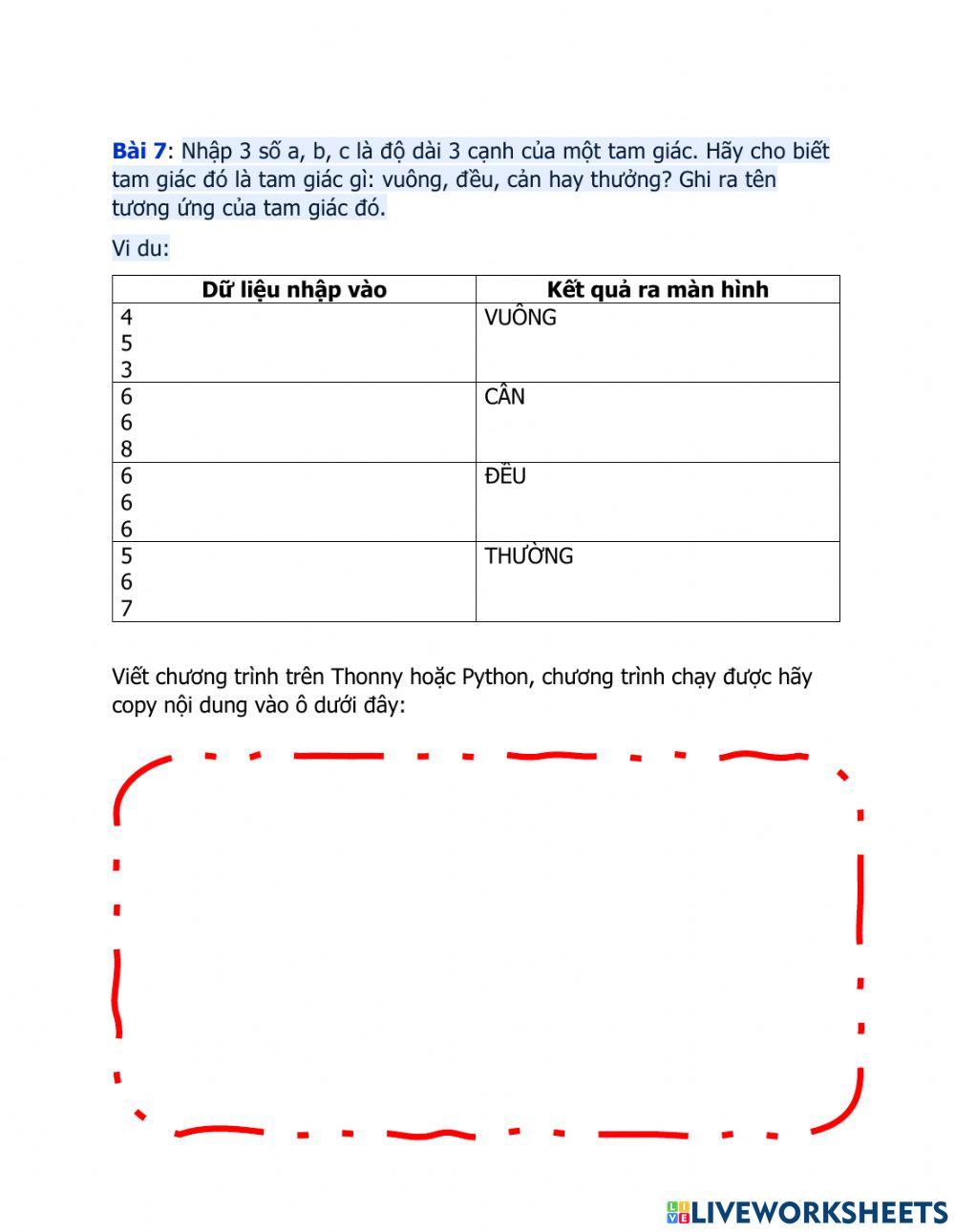 Thực hành câu lệnh rẽ nhánh