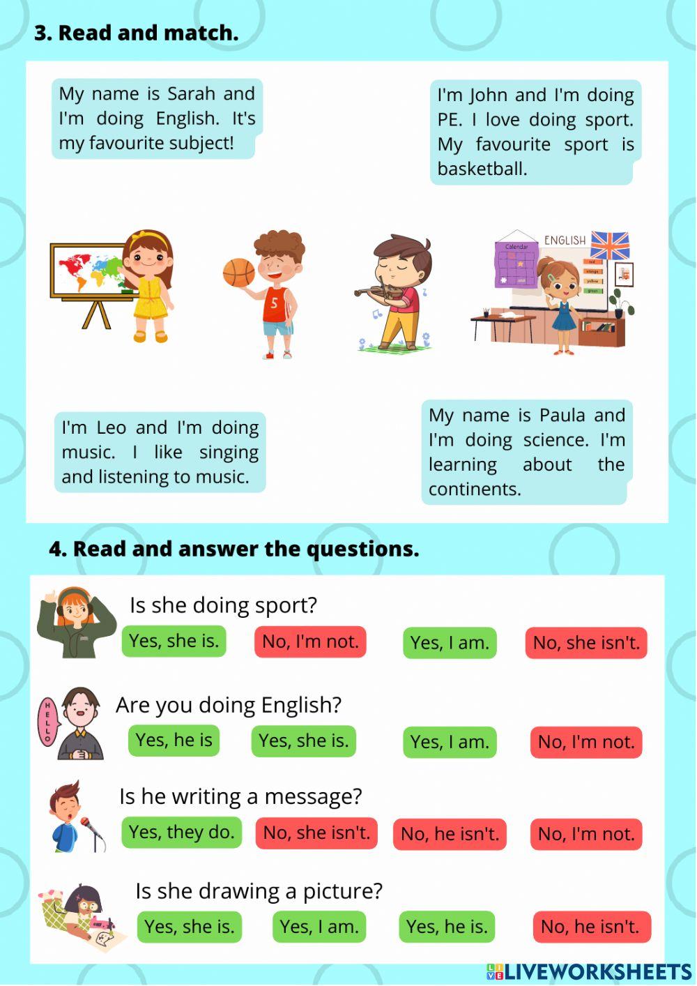 Unit 5: What do we do at school?