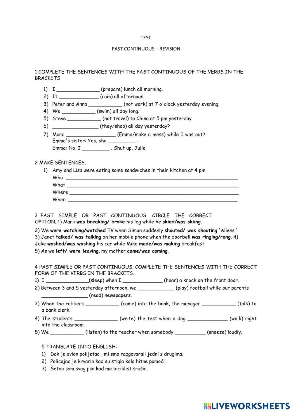 Progress test 2 - grammar practice