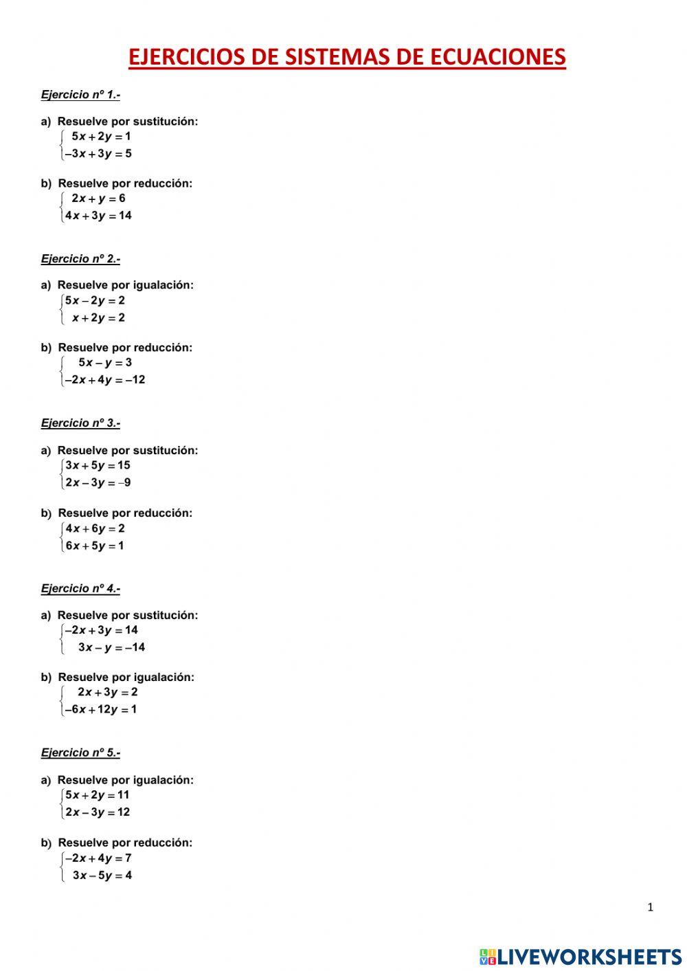Sistemas de ecuaciones