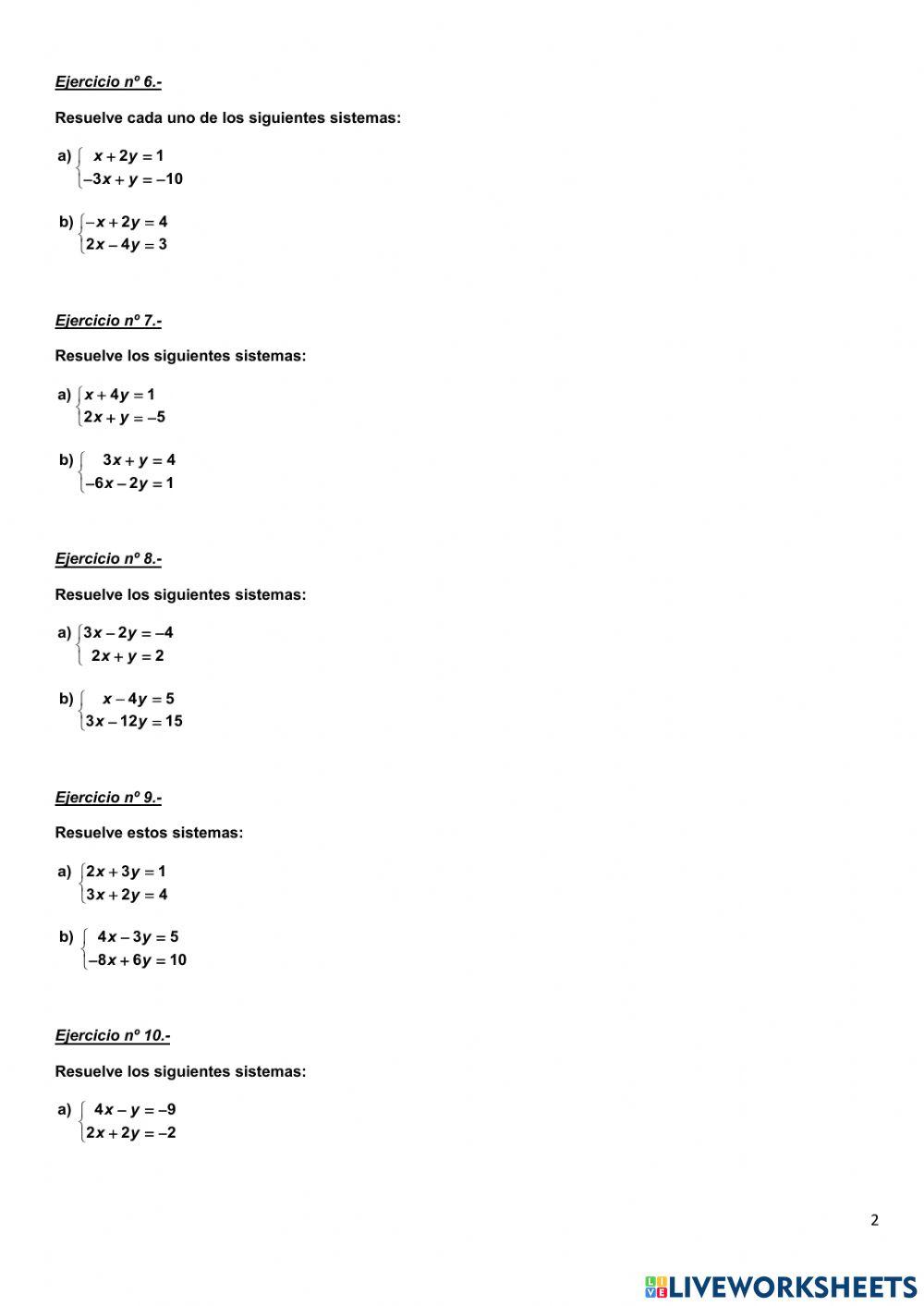 Sistemas de ecuaciones