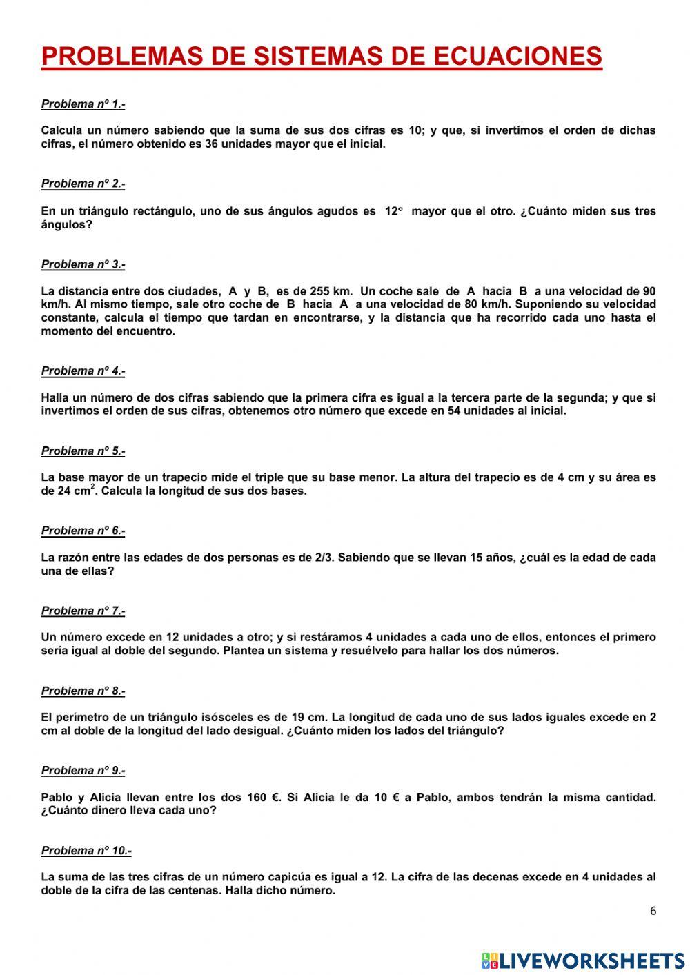 Sistemas de ecuaciones