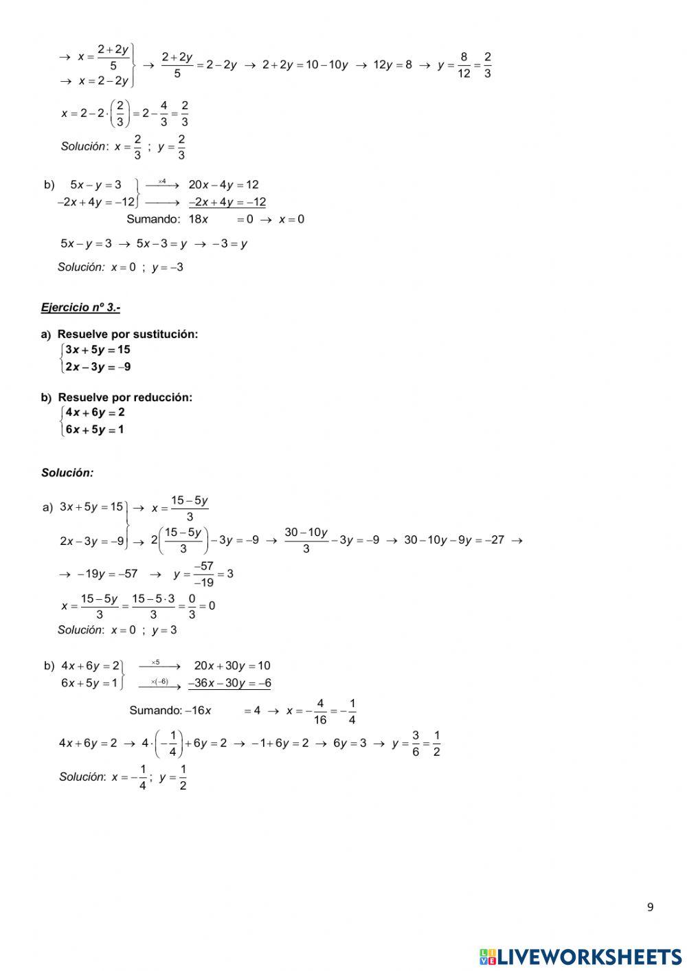 Sistemas de ecuaciones