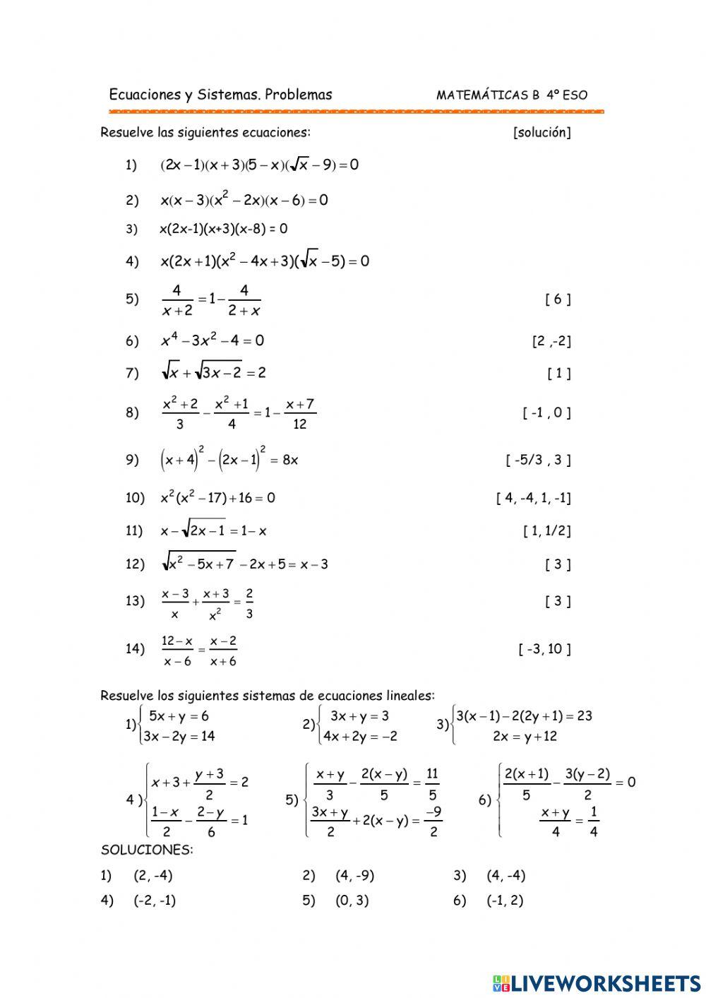 Ecuaciones primer grado