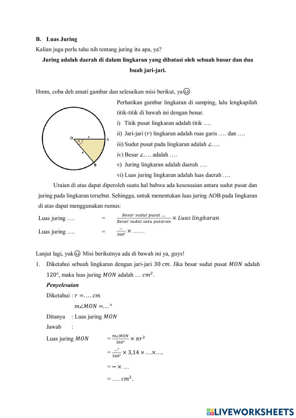 Panjang Busur, Luas Juring, dan Luas Tembereng