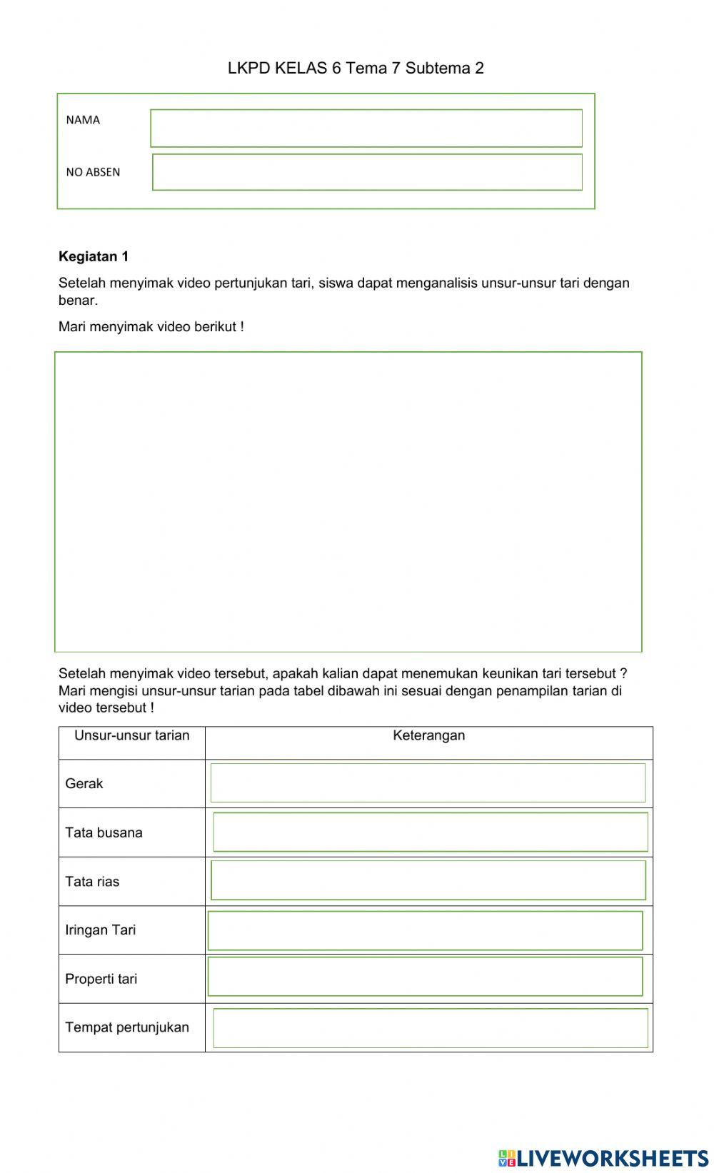 LKPD  kelas 6 tema 7 st 2