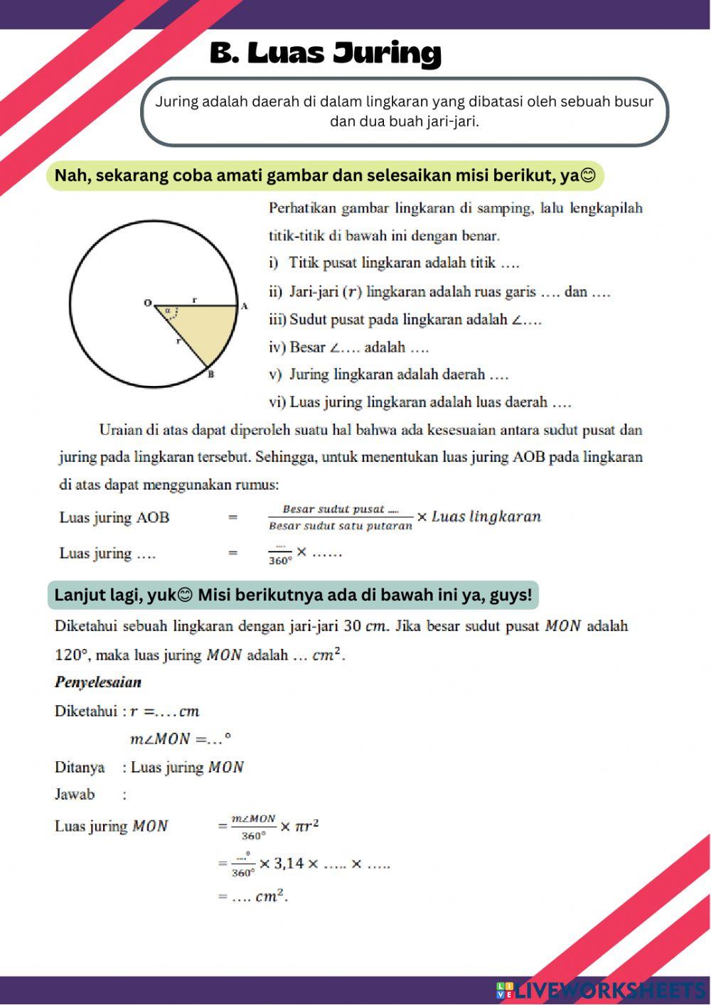 Lembar Kerja 8 SMP Bab Lingkaran