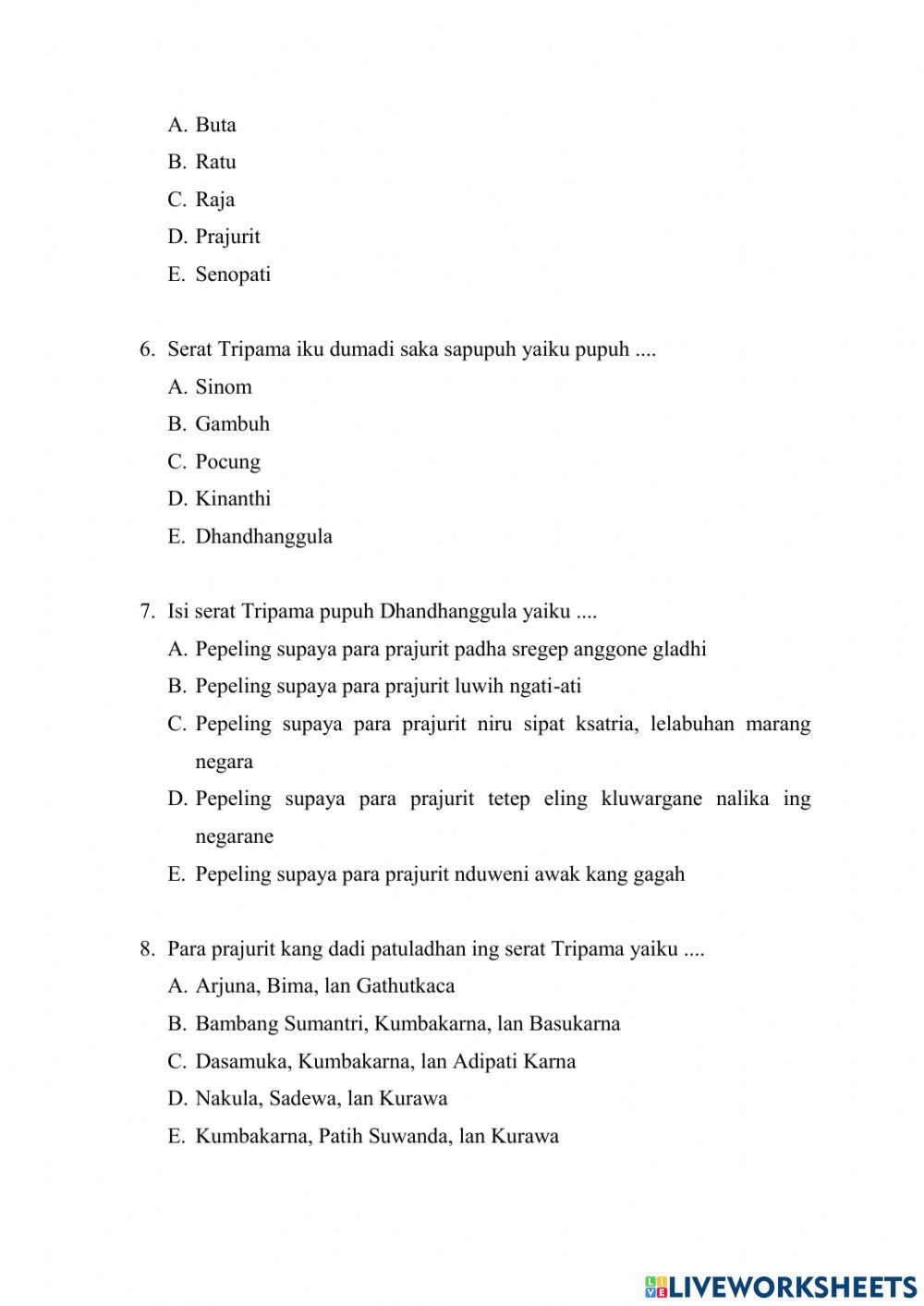 Uji Komepetensi 1 Serat Tripama