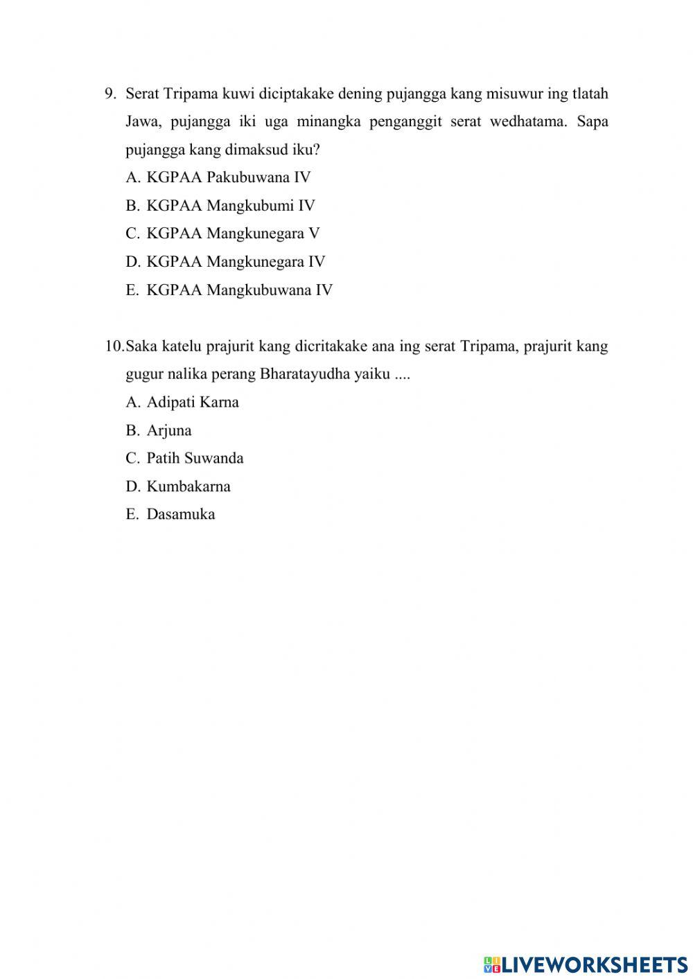 Uji Komepetensi 1 Serat Tripama