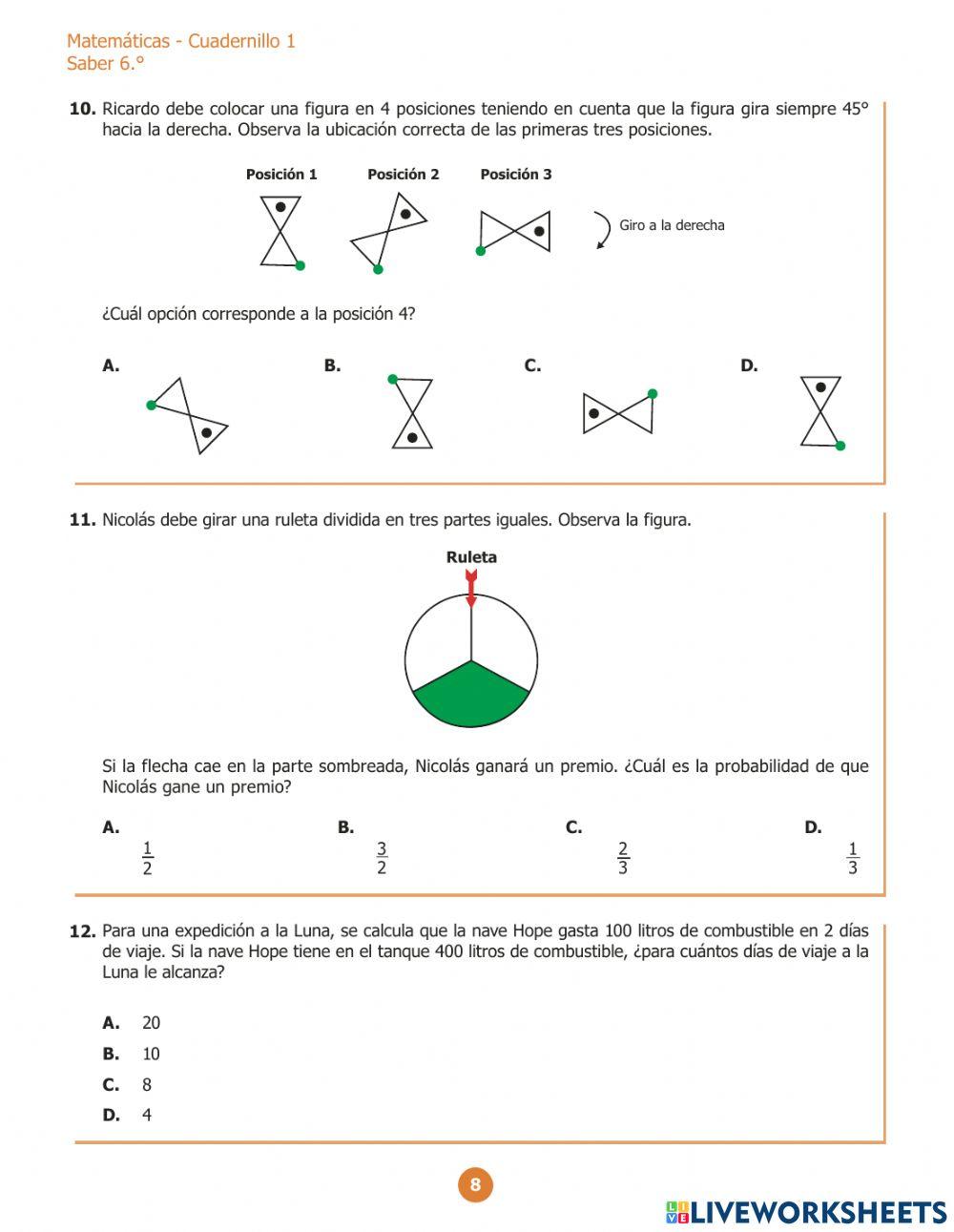 Evaluar para avanzar matemáticas 6