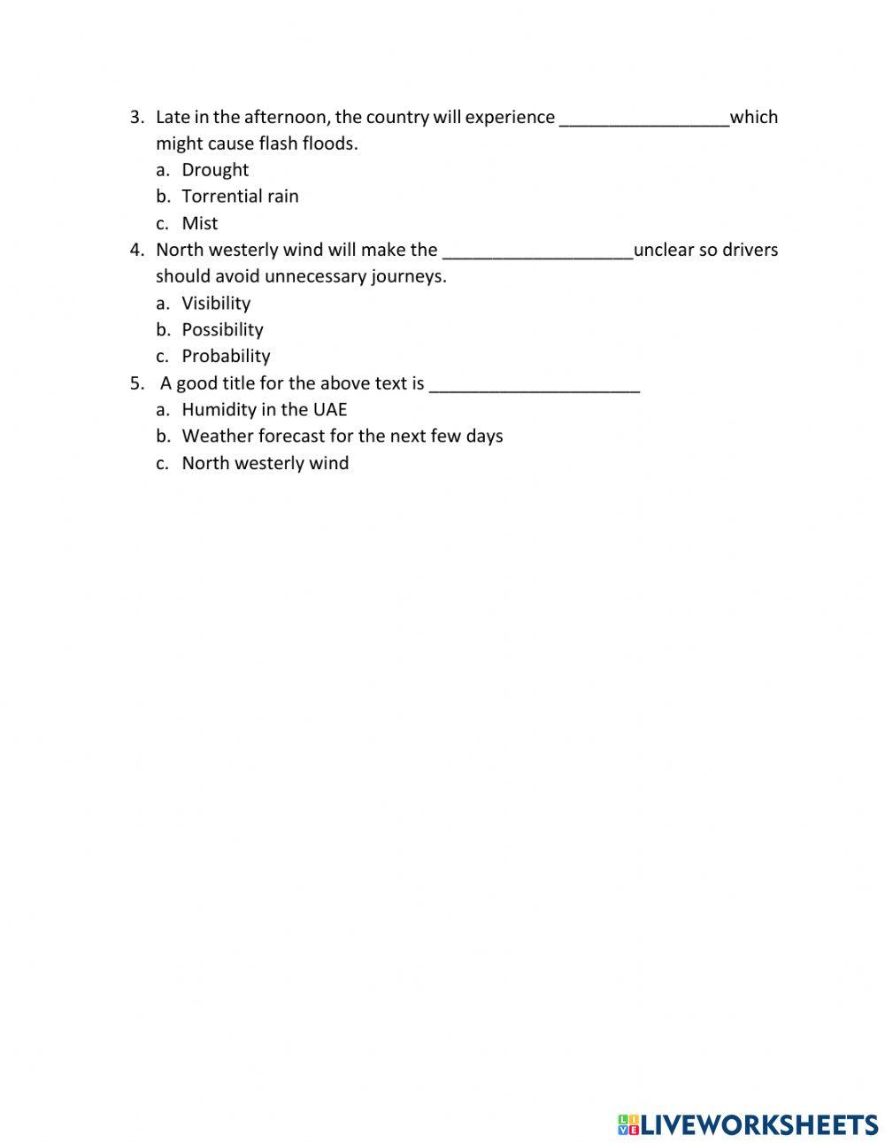 Weather forecast reading