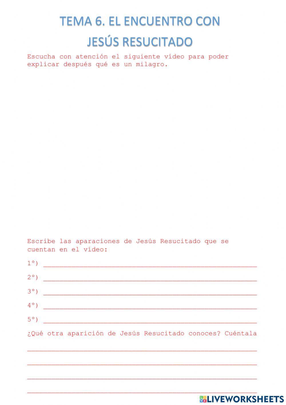 Tema 6. el encuentro con jesús resucitado