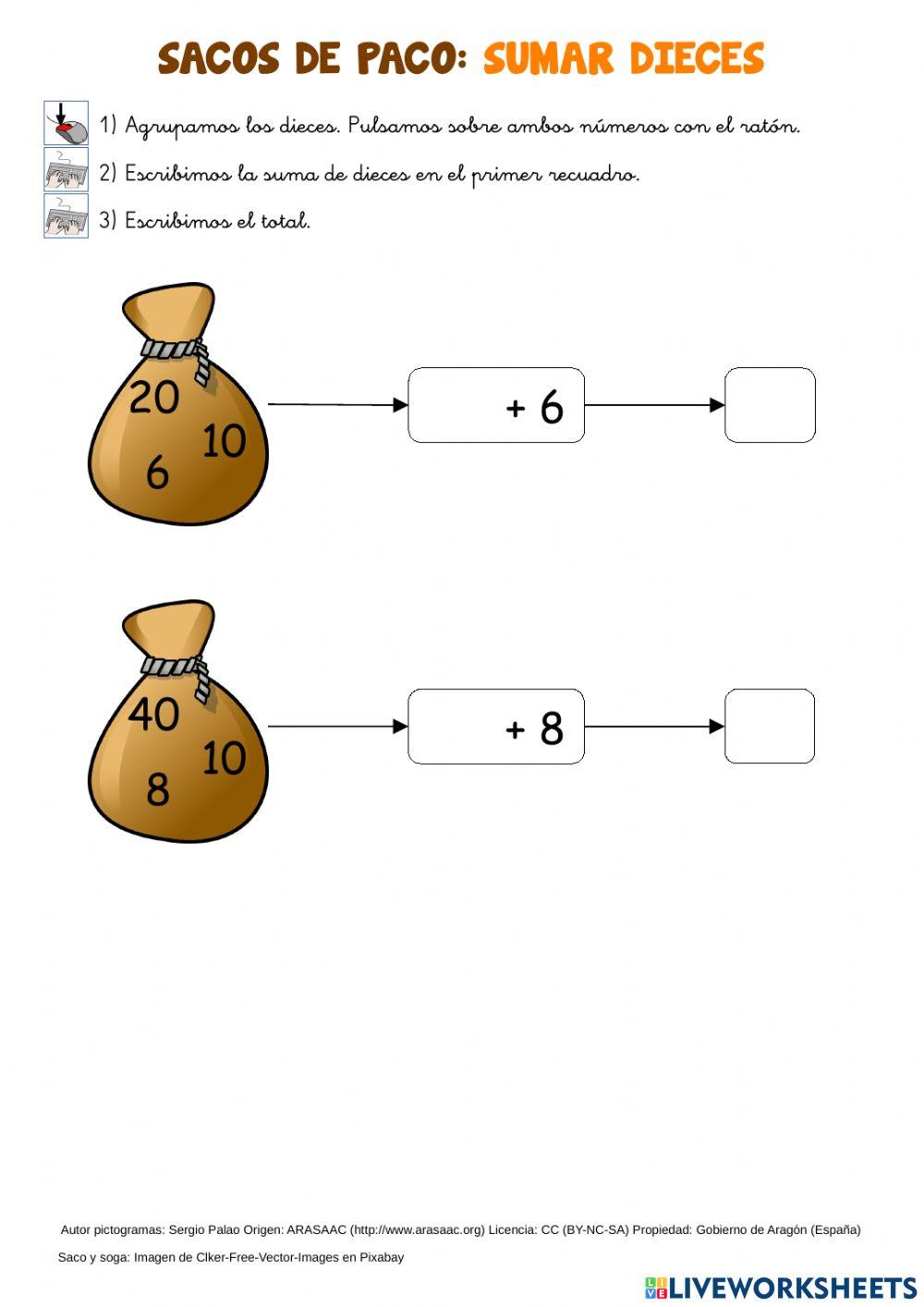 Sacos de Paco: Sumar Dieces