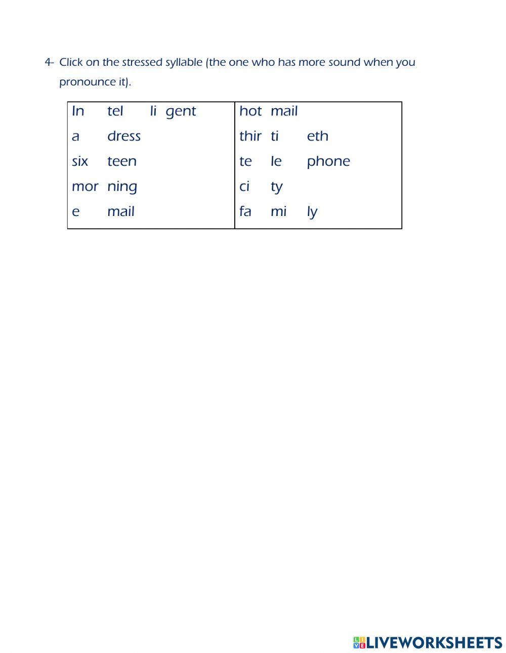 Numbers and alphabet Stress